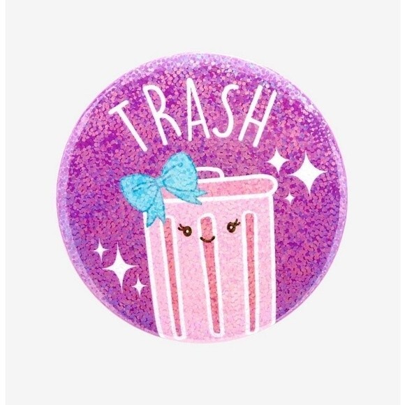 Hot Topic Kawaii Sparkly Glitter Print Trash Pin - Picture 1 of 1
